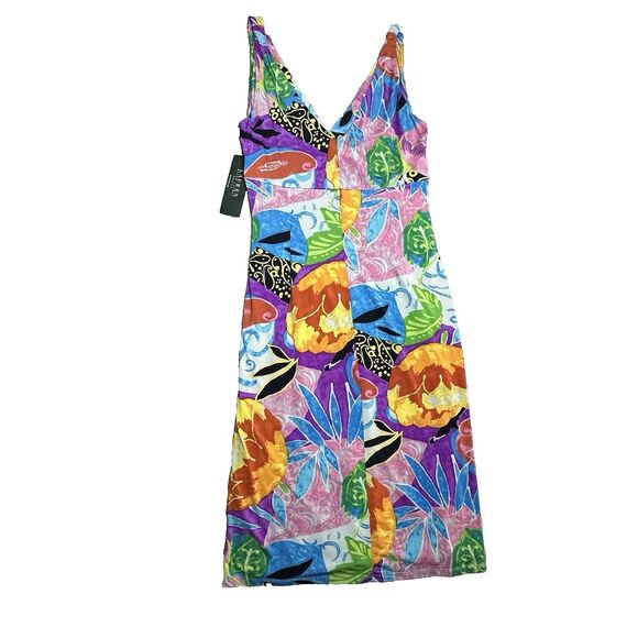 Lauren Ralph Lauren Womens Dress 8 Tropical Floral Ruched‎ Draped Stretch Waist - Picture 11 of 15